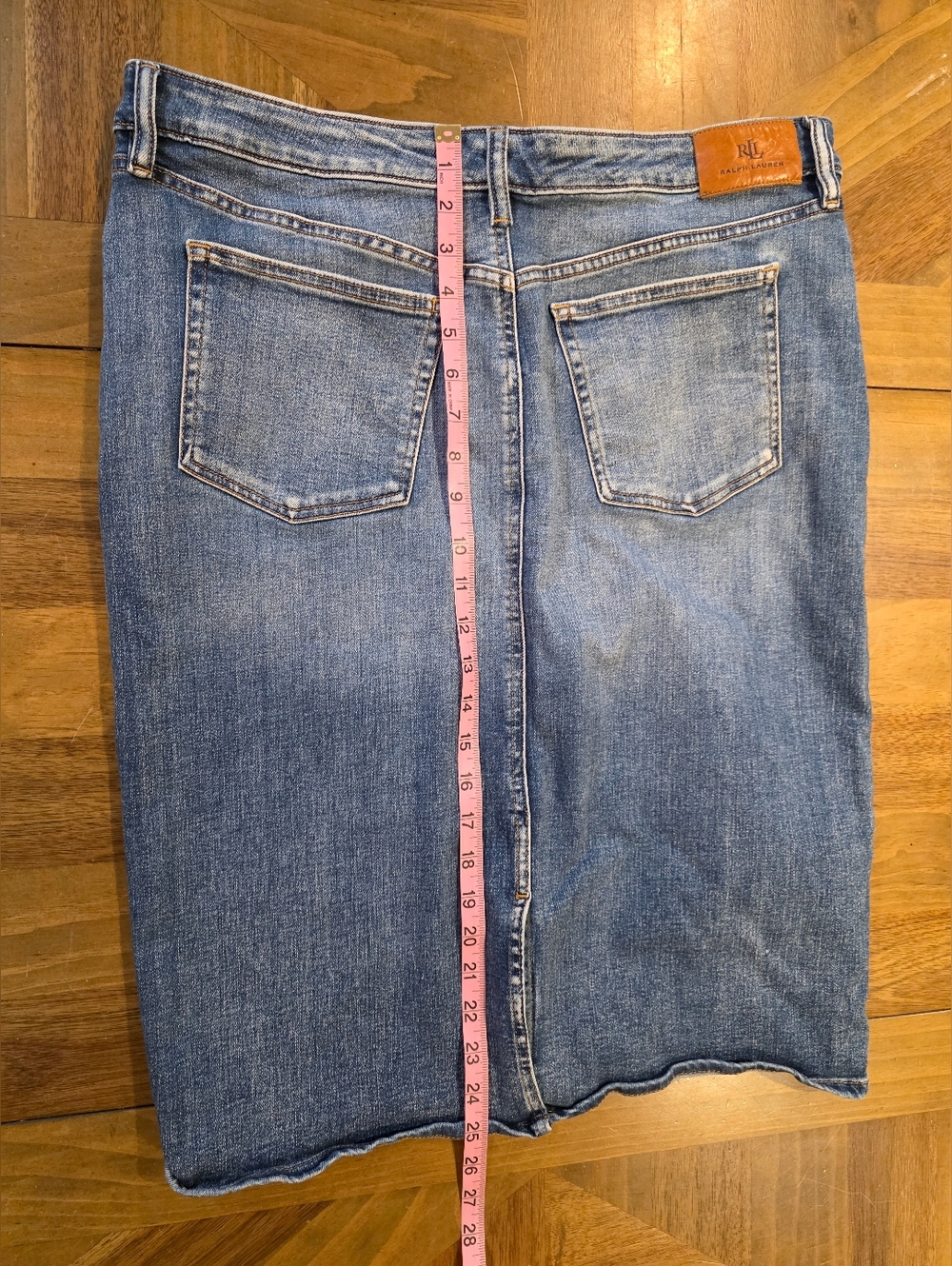 Lauren Ralph Lauren Knee Length Denim Straight Skirt Sz 14 Casual Work - Picture 9 of 10